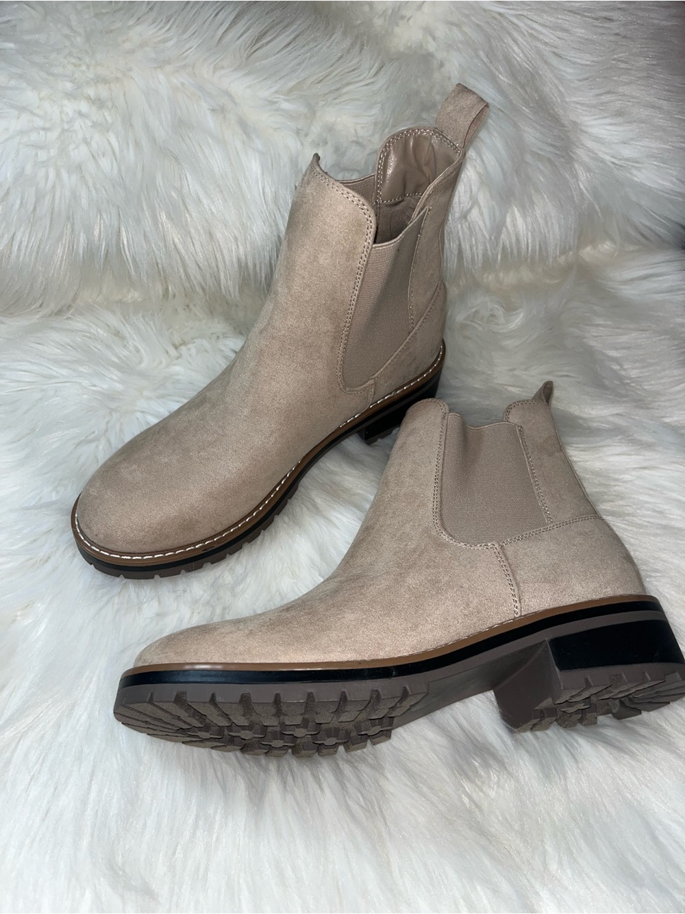 Kensie Taupe Suede Chelsea Ankle Boots